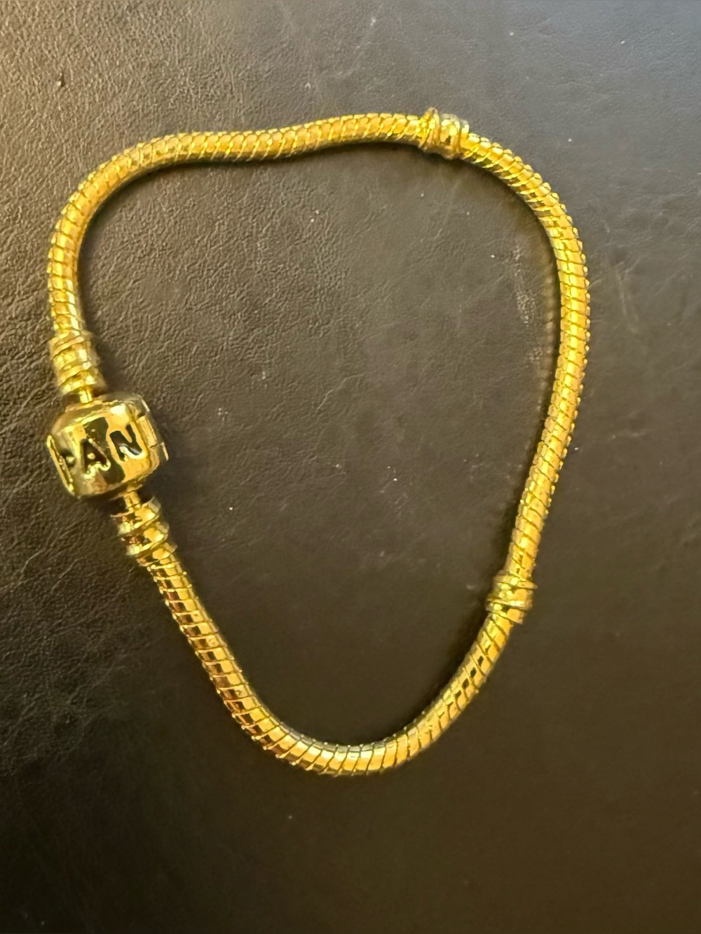 Gold-Tone Snake Chain Bracelet with Bead Clasp